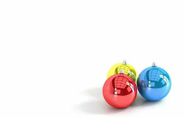 圣诞树球，2018年新年的象征，3d渲染插图，孤立在白色图片下载