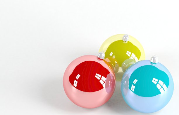 圣诞树球，2018年新年的象征，3d渲染插图，孤立在白色图片下载