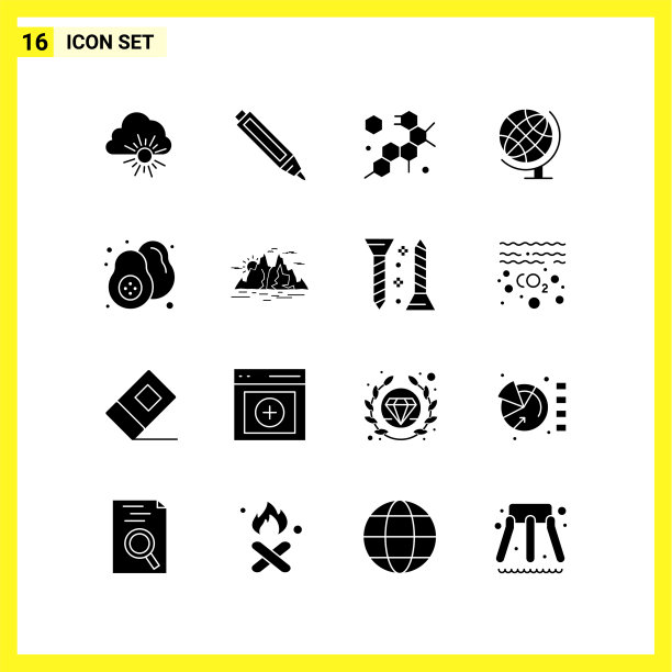 16个图标设置简单的立体符号符号标志上图片下载