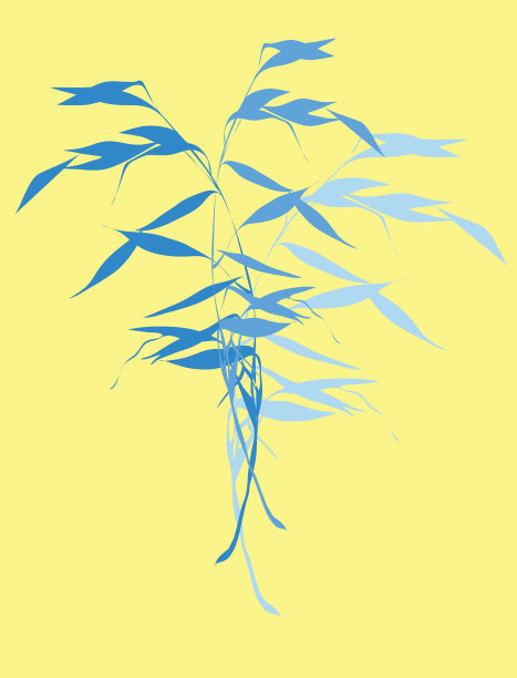 黄色背景上的植物剪影图片下载