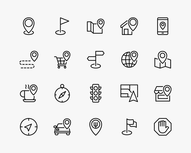 导航图标设置矢量线样式图片下载