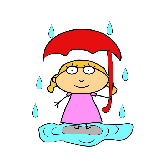 雨中的女孩在伞下。保护和安全的概念。插画女人，手写暗喻向量颜色图片下载