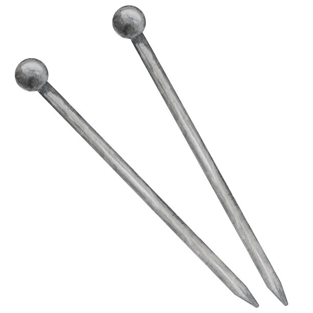 手绘针织针水彩插图。在白色背景上孤立的物体。爱好工艺品图标、符号。图片下载