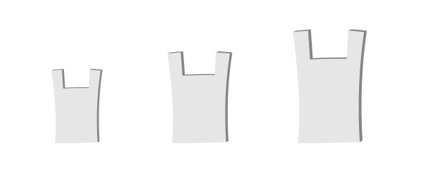 大、中、小的购物袋。图片下载