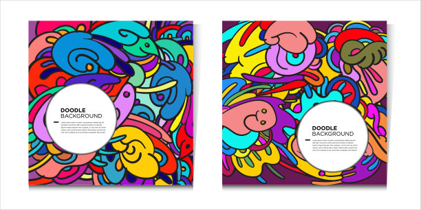 矢量插图彩色抽象涂鸦背景社交媒体发帖图片下载