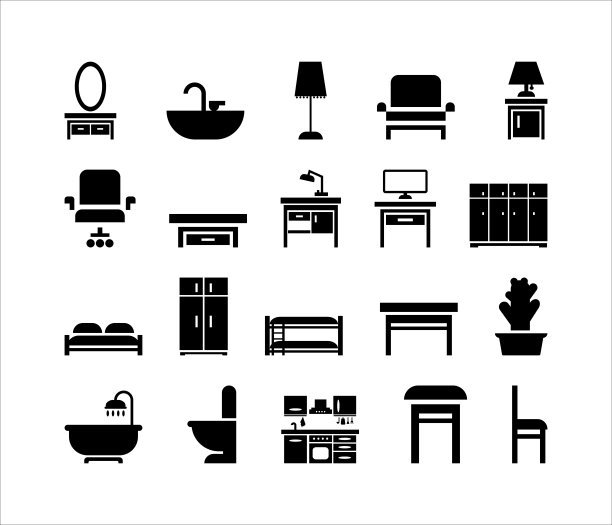 家具的图标集。图片下载