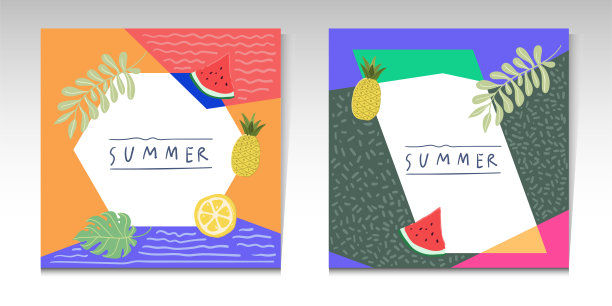 矢量插图夏季背景社交媒体发布模板图片下载