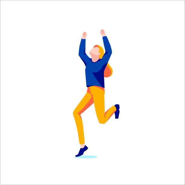 快乐的女商人跳着庆祝，孤立在白色的背景下。生意和财务都很成功的女孩图片下载