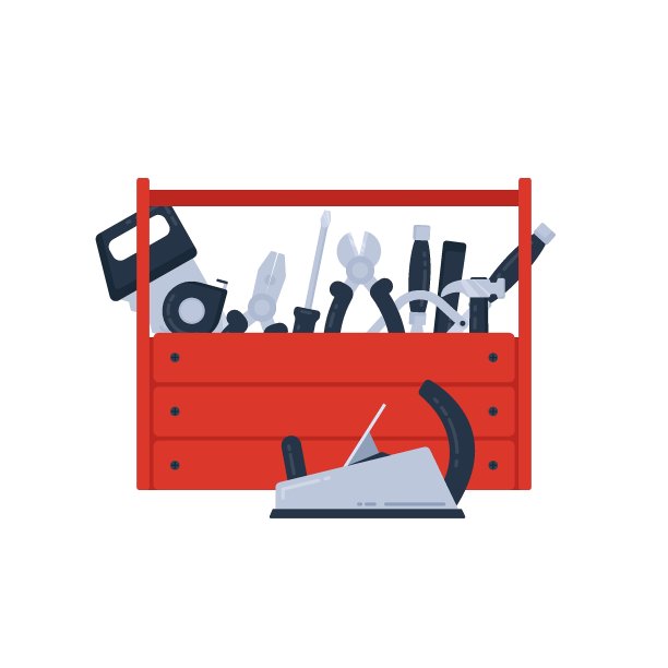 红色工具箱，里面有工具和手工工具图片下载