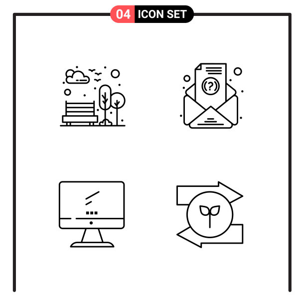 为网页和移动设置4个线条样式图标图片下载