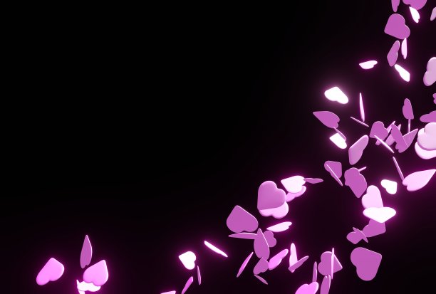 心形花瓣乘着上升气流三维渲染图片下载