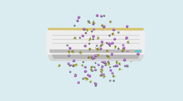 室内灰尘附着在空调上，3D渲染图片下载