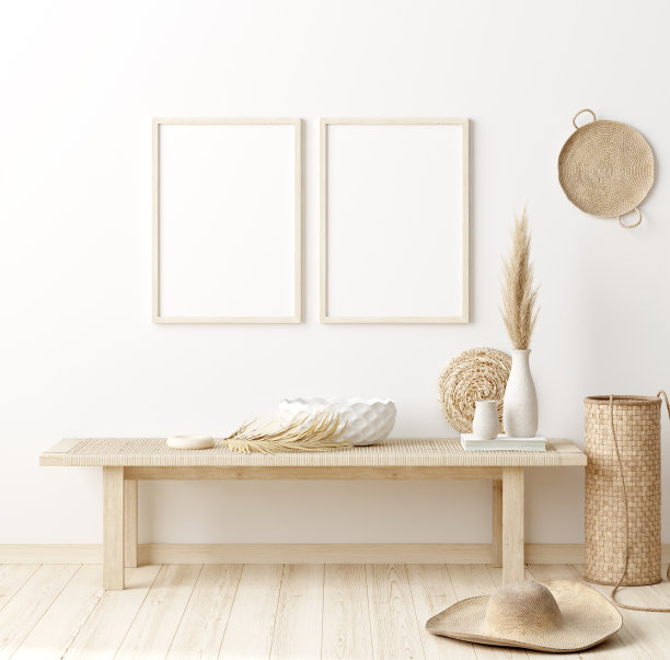 模拟框架在家庭内部背景与最小的装饰图片下载