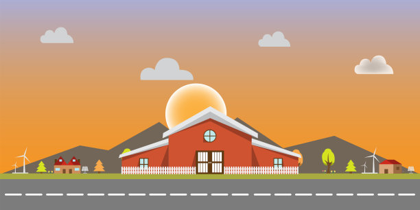 自然景观设计。矢量平面风格。图片下载