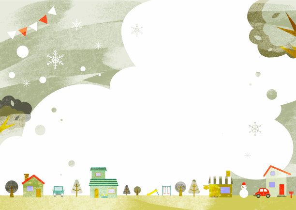 时令都市框架，水彩质感图片下载