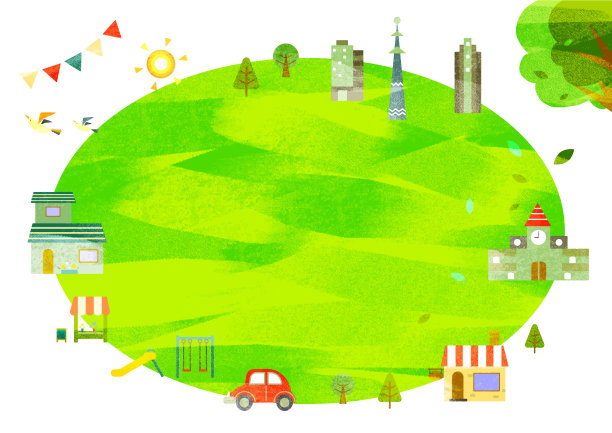 时令都市框架，水彩质感图片下载