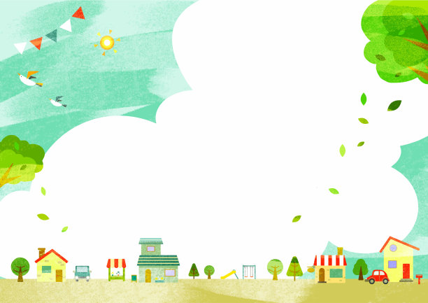 时令都市框架，水彩质感图片下载