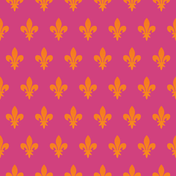 橙色鸢尾花无缝图案在粉红色的背景上。图片下载