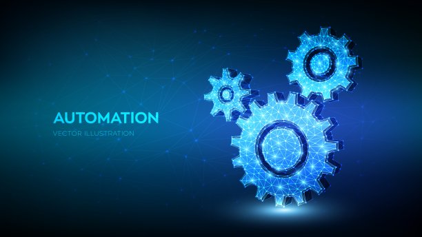 齿轮。机械技术是机械工程的标志。摘要线框低多边形三维齿轮。战。行业发展，引擎工作，业务解决方案概念。矢量插图。图片下载