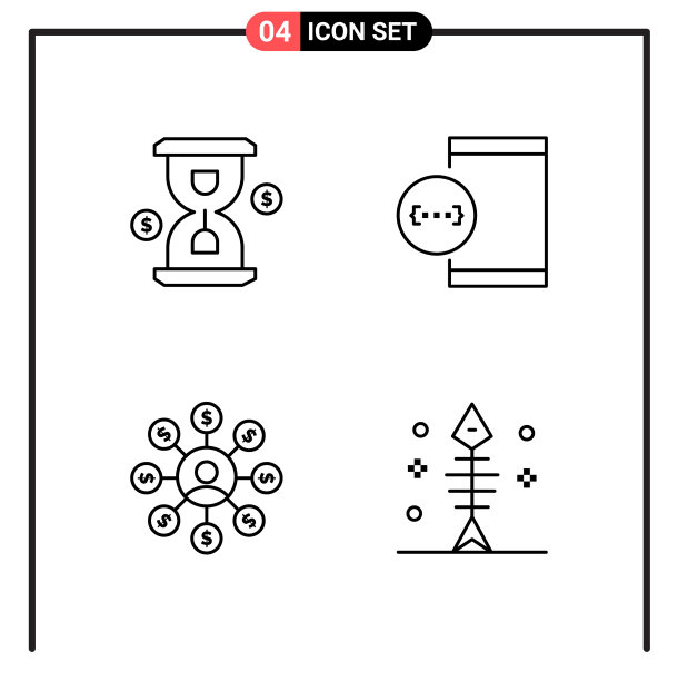 为网页和移动设置4个线条样式图标图片下载