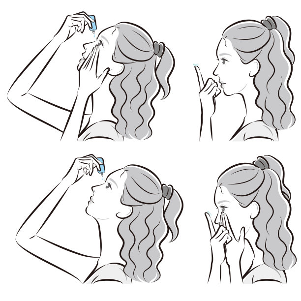一个女人照顾眼睛的插图图片下载