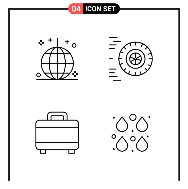 为网页和移动设置4个线条样式图标图片下载