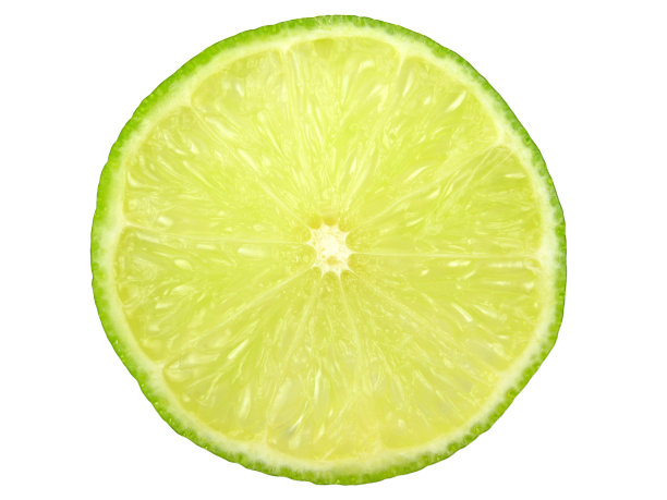 绿色柠檬或酸橙片孤立在白色背景上图片下载