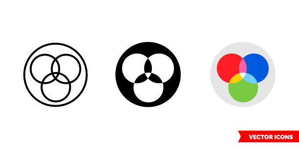 3种类型的RGB调色板图标。孤立向量符号符号图片下载