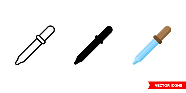 3种类型的移液管图标。孤立向量符号符号图片下载