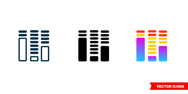 3种类型的声音栏图标。孤立向量符号符号图片下载