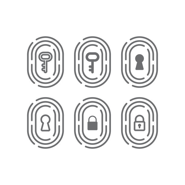 指纹与钥匙，钥匙孔和挂锁图标图片下载