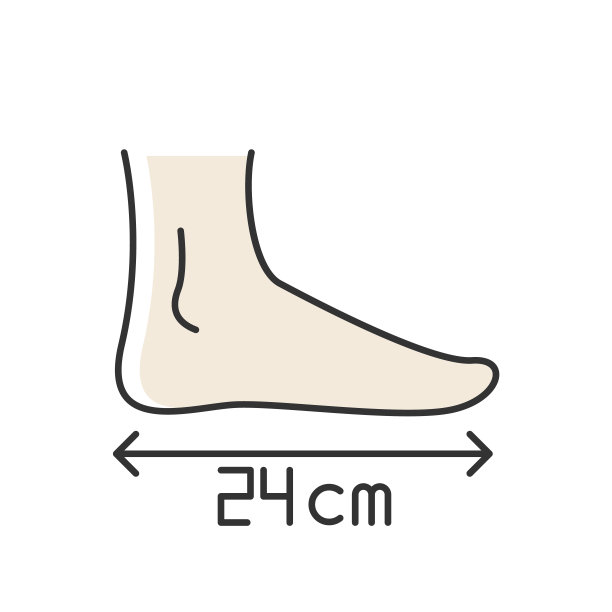 脚长RGB颜色图标。人体参数测量，制鞋。脚的大小，从鞋跟到脚趾规格定制的鞋子。孤立矢量图图片下载