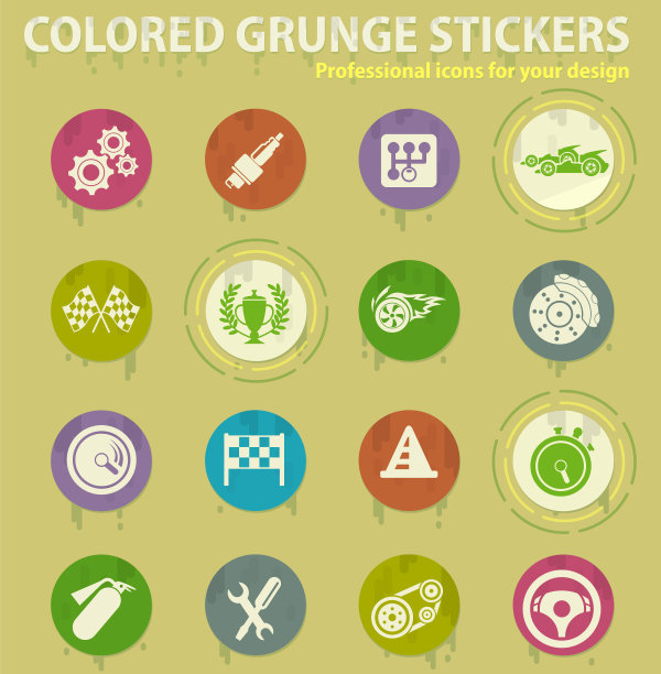 赛车彩色的垃圾摇滚图标图片下载