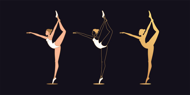 金色芭蕾舞女轮廓剪影图片下载