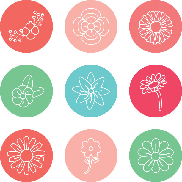 花内圆线块样式图标设置图片下载