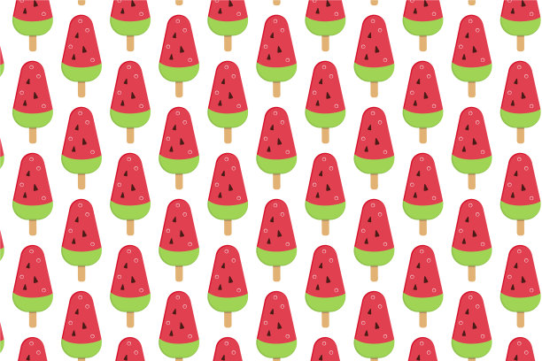 甜西瓜冰淇淋。冰淇淋图案上白色图片下载