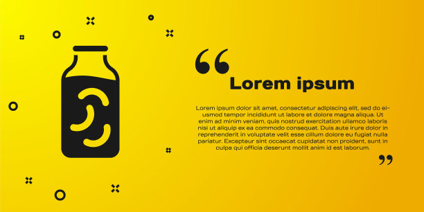 黑色腌黄瓜在一个罐子图标孤立在黄色背景。向量图片下载