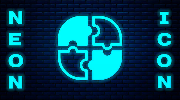 一块拼图图标孤立在砖墙背景上。商业，营销，财务，模板，布局，信息图，互联网概念。向量图片下载