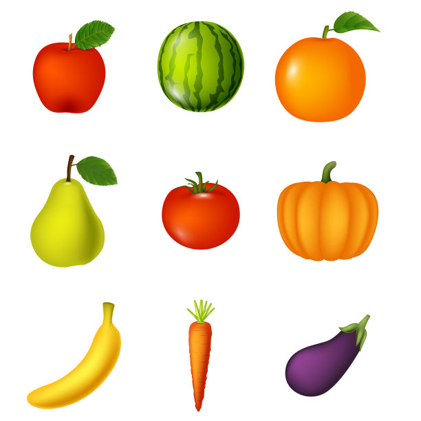 一套水果和蔬菜图片下载