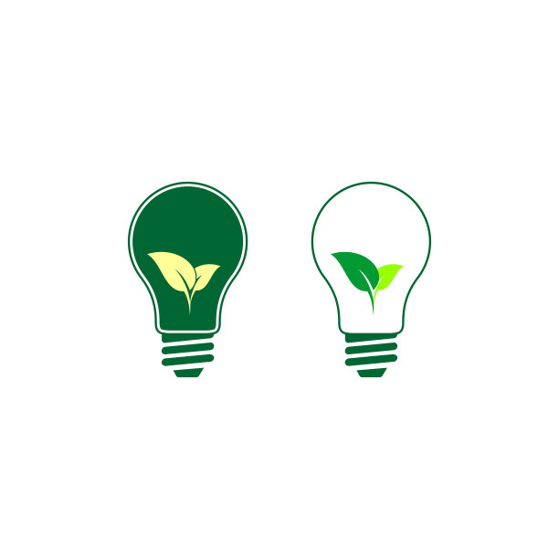 矢量插图的灯泡图标与叶子的概念图片下载