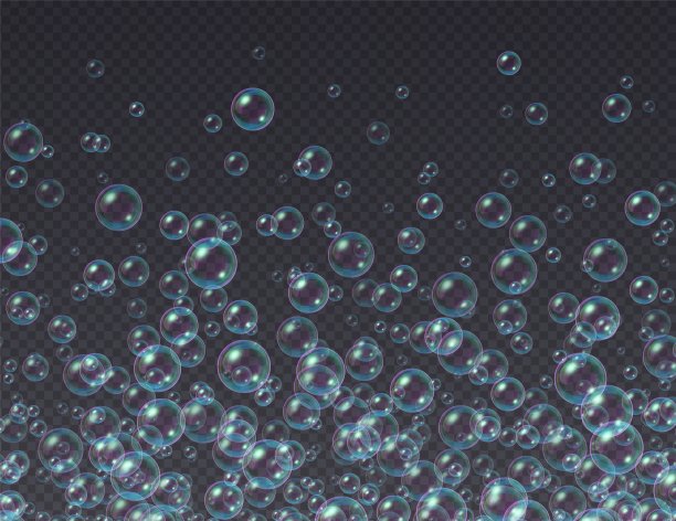 飞舞的肥皂泡背景。摘要洗发、沐浴泡沫。图片下载