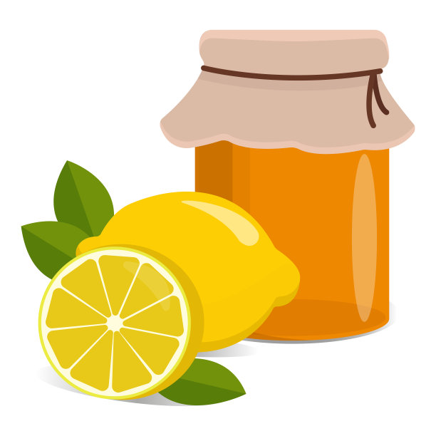 蜂蜜和柠檬的罐子孤立在白色的背景。菜单设计元素图片下载