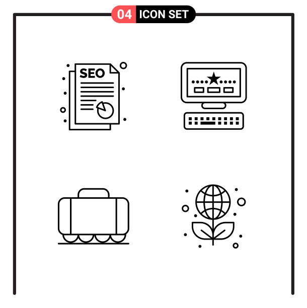为网页和移动设置4个线条样式图标图片下载