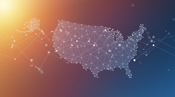 美国地图几何网络多边形图形背景图片下载