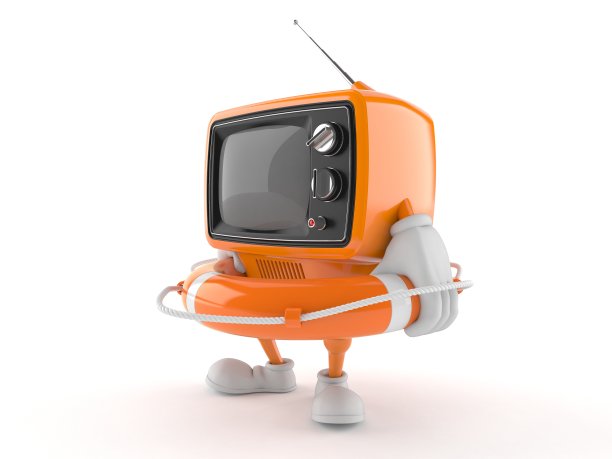 复古电视人物持有救生圈图片下载