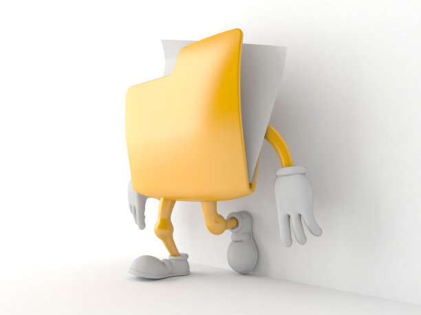 文件夹字符靠在墙上的白色背景图片下载