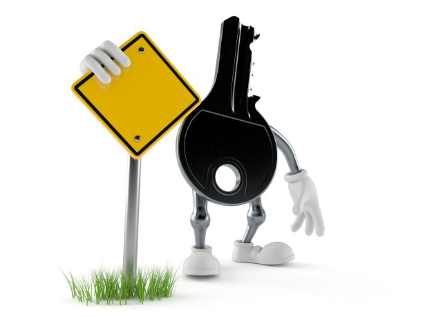 门钥匙字符与空白路标图片下载