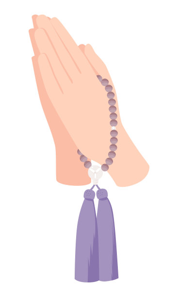 念珠的插图。如何用左手祈祷。图片下载