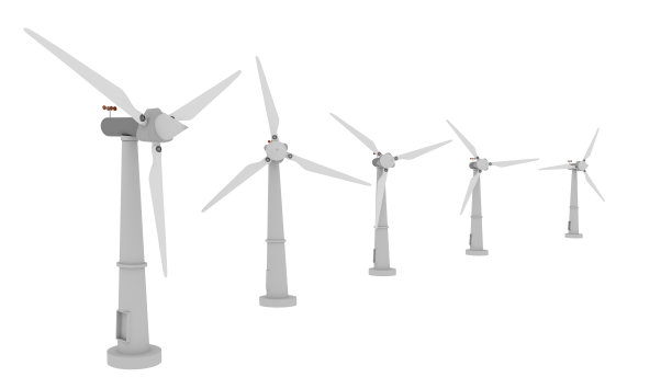 风力发电机白色隔离的背景- 3d渲染图片下载