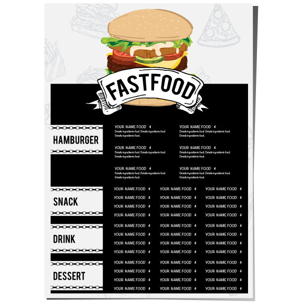菜单食品餐厅模板设计手绘图形。图片下载